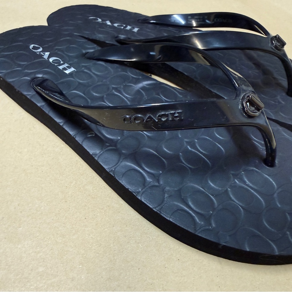 Coach Women Black Slippers Flip Flops Size 9 - Picture 4 of 7